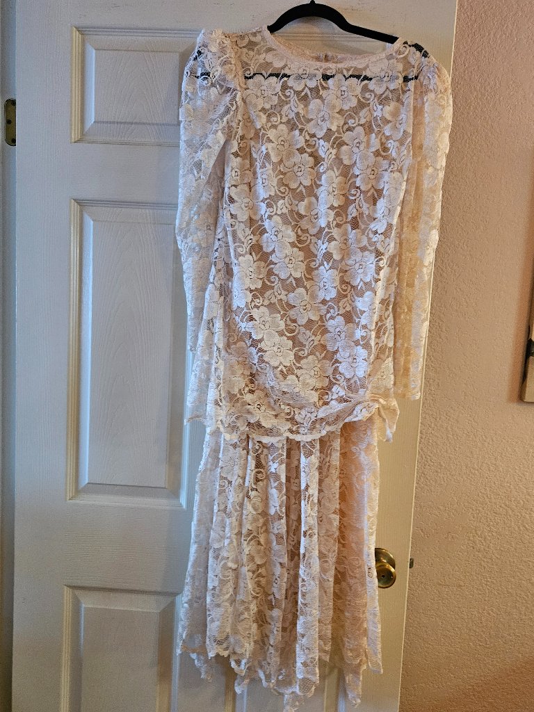 Vintage 1988 Light Pink Lace Slip Dress With Lace Over Sheath